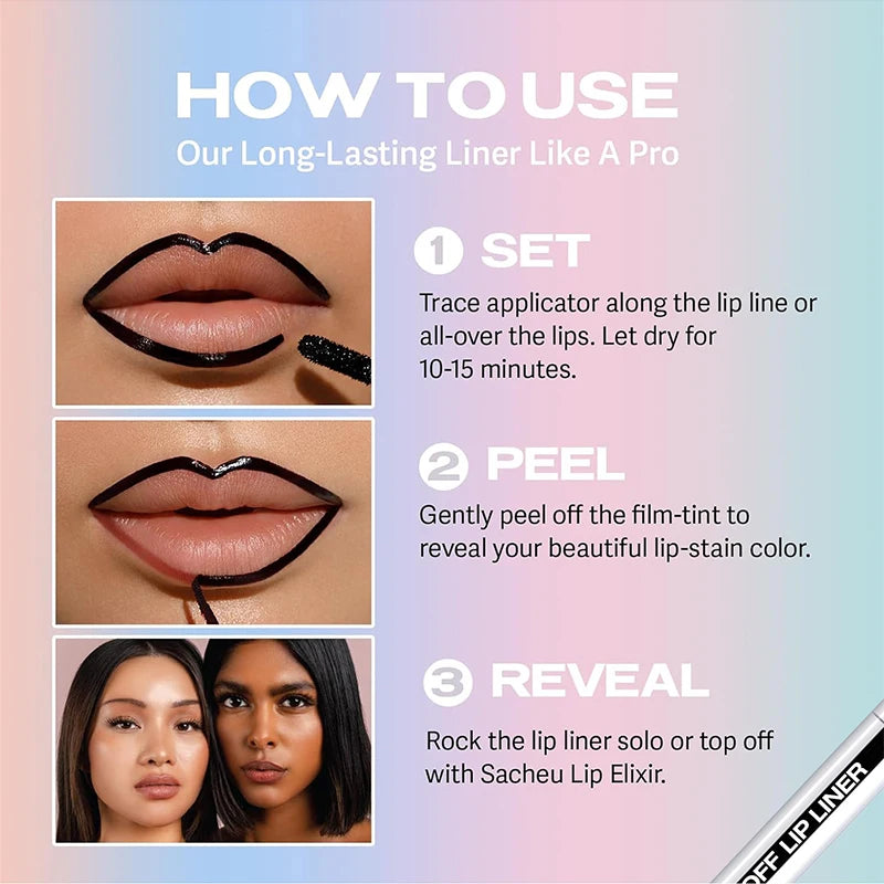 Lip Liner Waterproof Peel off Tattoo Lip Gloss Waterproof Long Lasting Matte Lip Tint Brown Contour Tear-Off Lips Stain Cosmetic