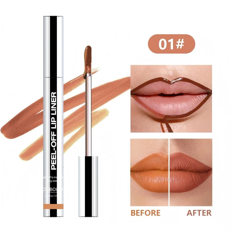 Lip Liner Waterproof Peel off Tattoo Lip Gloss Waterproof Long Lasting Matte Lip Tint Brown Contour Tear-Off Lips Stain Cosmetic